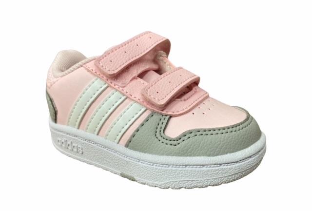 Adidas scarpa da ginnastica da bambina con strappo Hoops 2.0 CMF I FY9453 rosa grigio