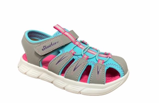 Skechers Flex Sandal Aqua Steps Bambina Grigio Turchese - 86939