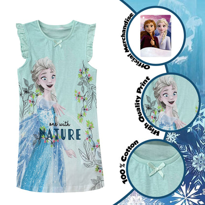 Disney Frozen Elsa girls' nightdress with ruffles, 6080 cotton camisole