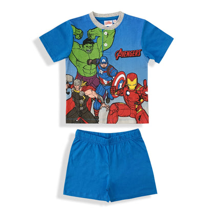 Pigiama bambino Marvel Avengers maglia e pantalone corto estivo in cotone 6090