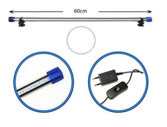 Barra Led Lampada Neon Per Acquario Impermeabile Immersione Luce BIANCA 60CM