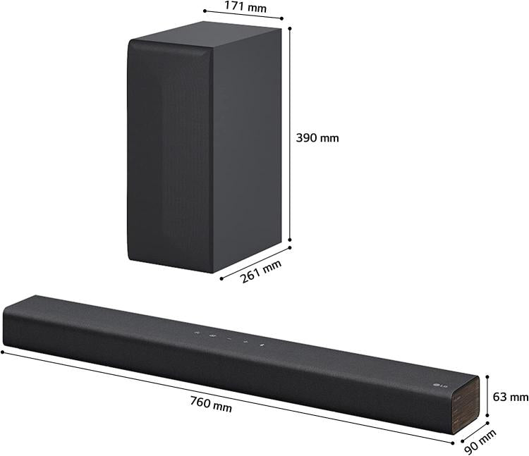 Lg Soundbar S40Q 300W Bluetooth TV Subwoofer 2.1 Wireless Dolbyd Spotify Schwarz