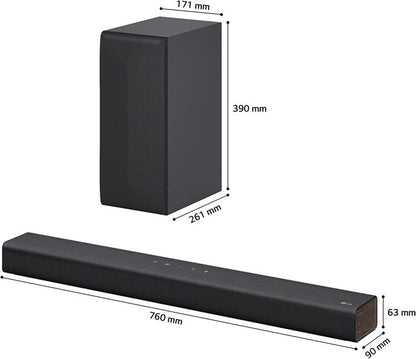 Lg Soundbar S40Q 300W Bluetooth TV Subwoofer 2.1 Wireless Dolbyd Spotify Schwarz