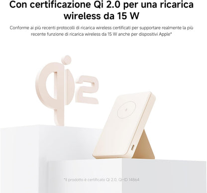 Xiaomi Mi Magnetic Powerbank Essential 6000mAh Com MagSafe Wireless IPhone Beige