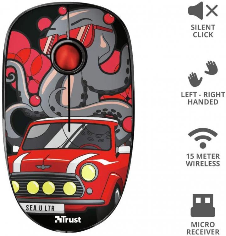 Trust Kabellose optische Maus Sketch Silent Click USB Rot