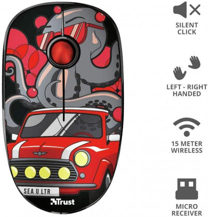 Trust Kabellose optische Maus Sketch Silent Click USB Rot