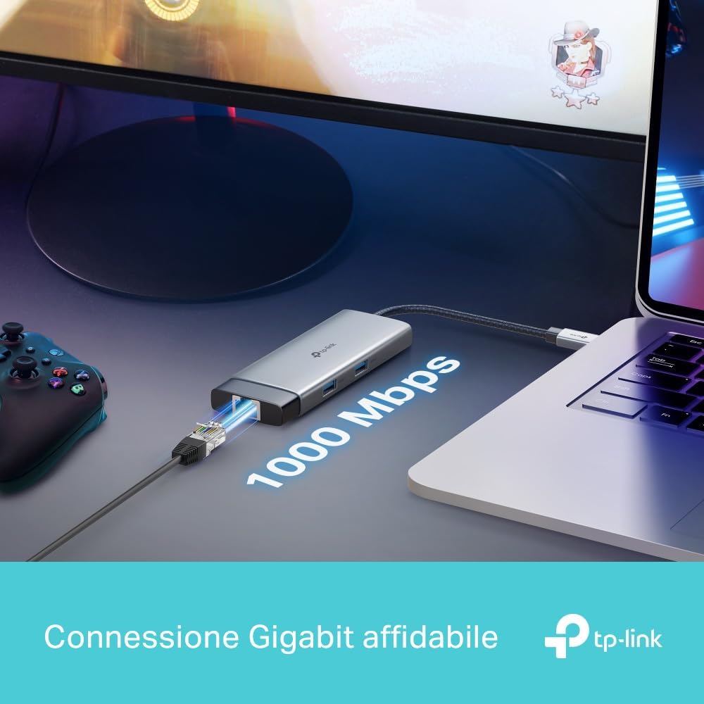 UH6120C Hub USB C 6 in 1, HDMI 4K@60Hz, Gigabit Ethernet