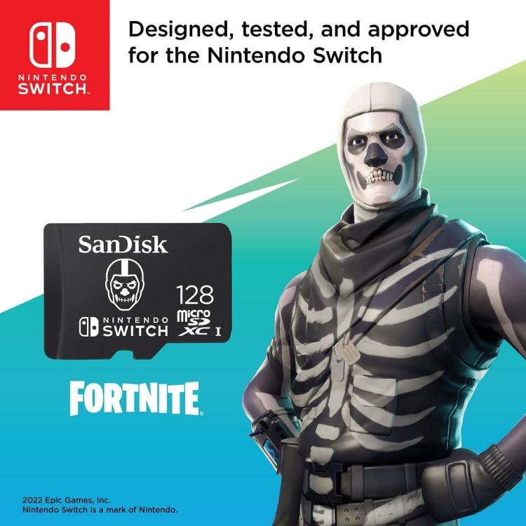 Nintendo Switch SanDisk microSDXC 128GB Speicherkarte Micro SD Fortnite Skull