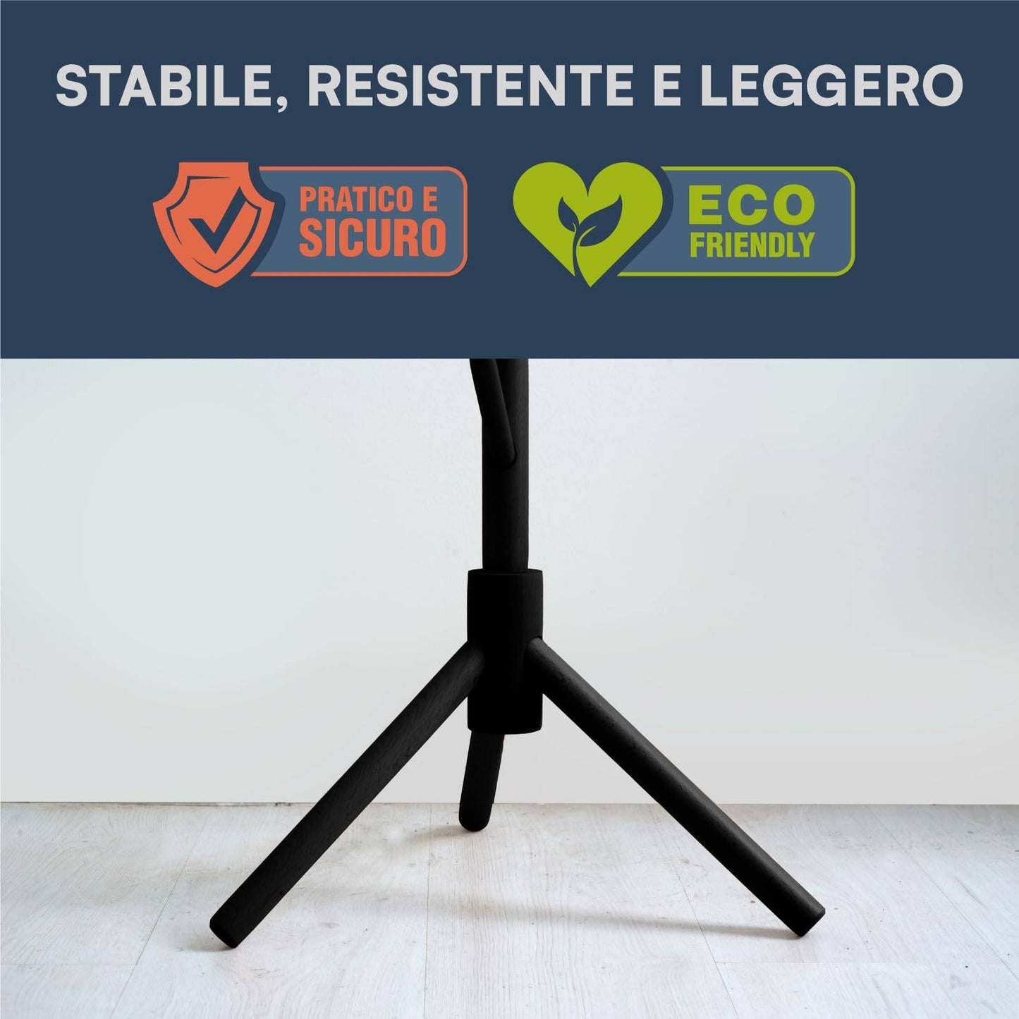 Appendiabiti in legno naturale, 8 ganci, modulare, 174 cm
