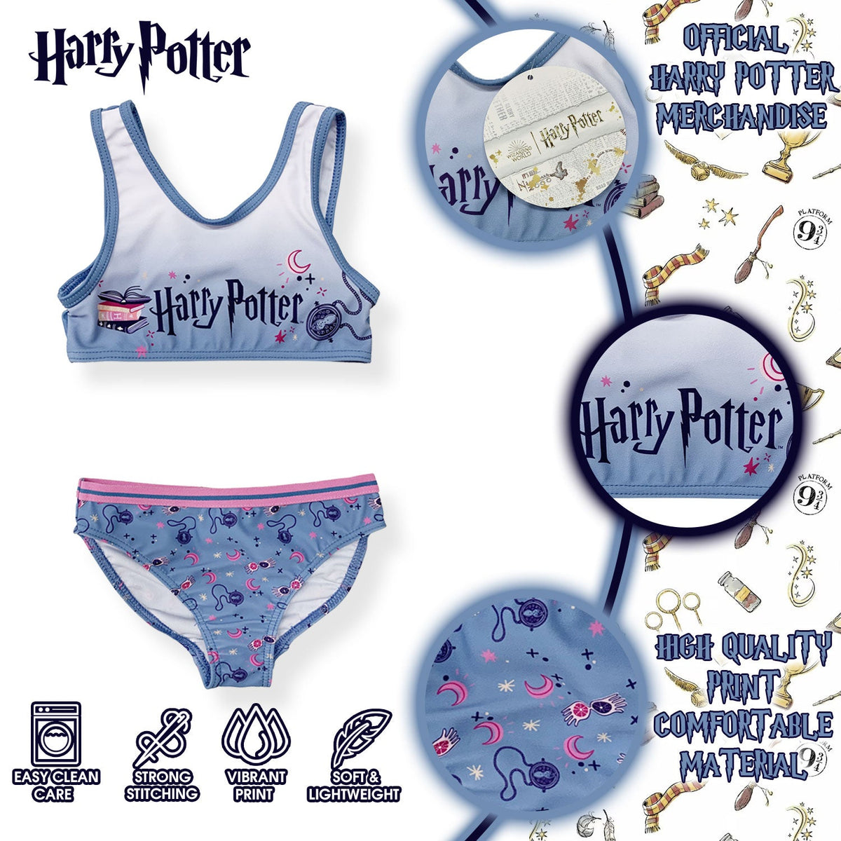 Harry Potter Girls' Swimsuit 2-Piece Bikini Kids' Beachwear 6163