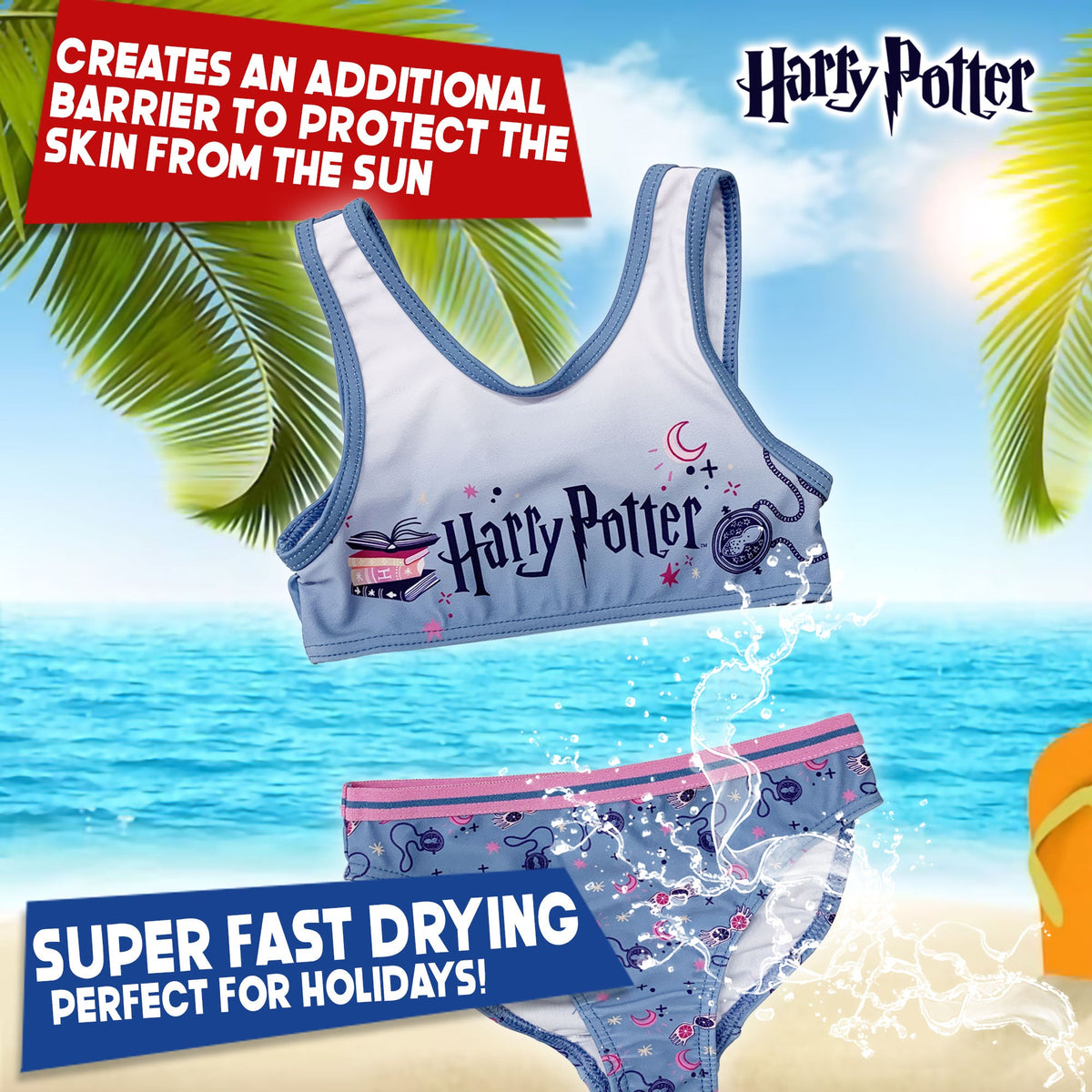 Harry Potter Girls' Swimsuit 2-Piece Bikini Kids' Beachwear 6163