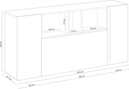 Credenza nordica Loira in rovere Alaska e bianco – Moderna e funzionale