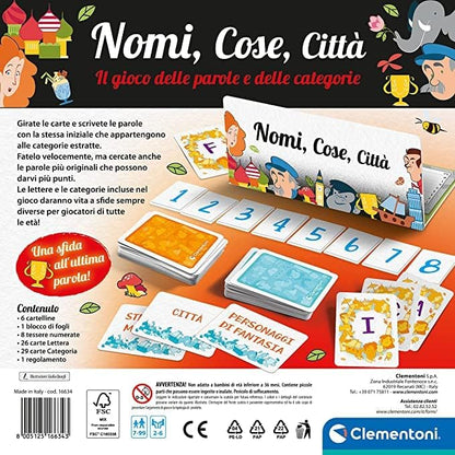 Clementoni - Namen, Dinge, Städte - Italienisches Brettspiel für Kinder ab 7 Jahren