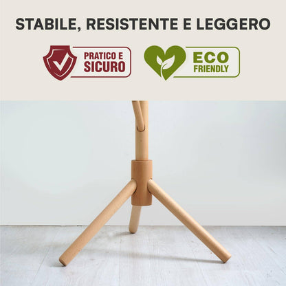 Appendiabiti in legno naturale, 8 ganci, modulare, 174 cm