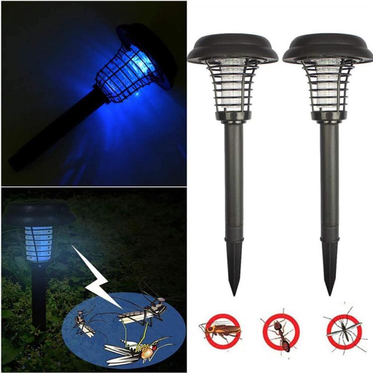 2 LED Solarleuchten für den Außenbereich, Mücken- und Insektenfalle, elektrische Moskitofalle mit Erdspieß