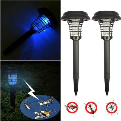 2 LED Solarleuchten für den Außenbereich, Mücken- und Insektenfalle, elektrische Moskitofalle mit Erdspieß