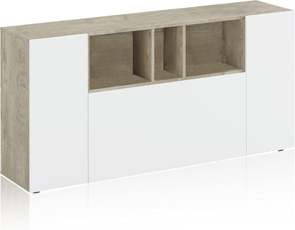 Credenza nordica Loira in rovere Alaska e bianco – Moderna e funzionale