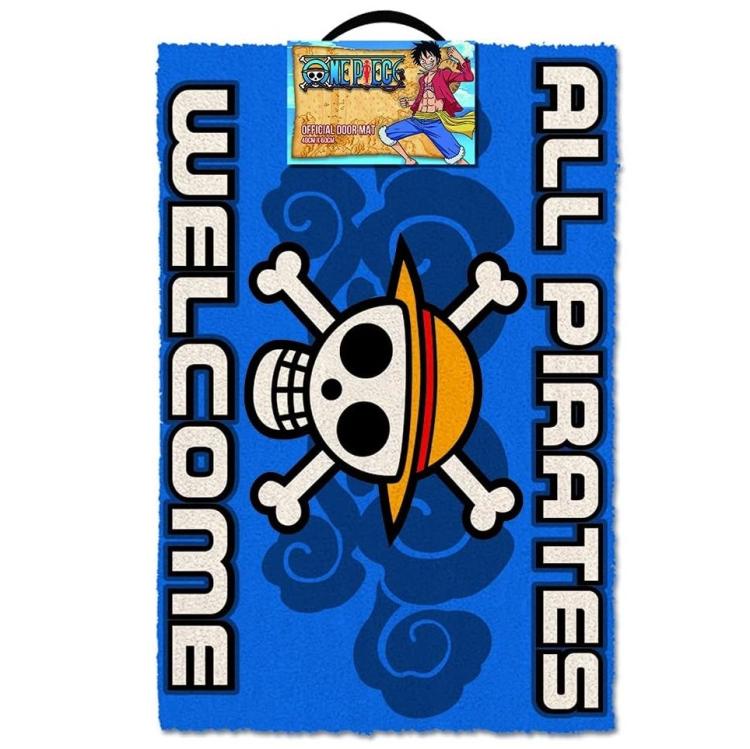 Zerbino One Piece (All Pirates Welcome) Tappeto per Ingresso Celeste Tappeto Cameretta 40X60Cm