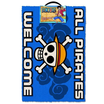 Zerbino One Piece (All Pirates Welcome) Tappeto per Ingresso Celeste Tappeto Cameretta 40X60Cm
