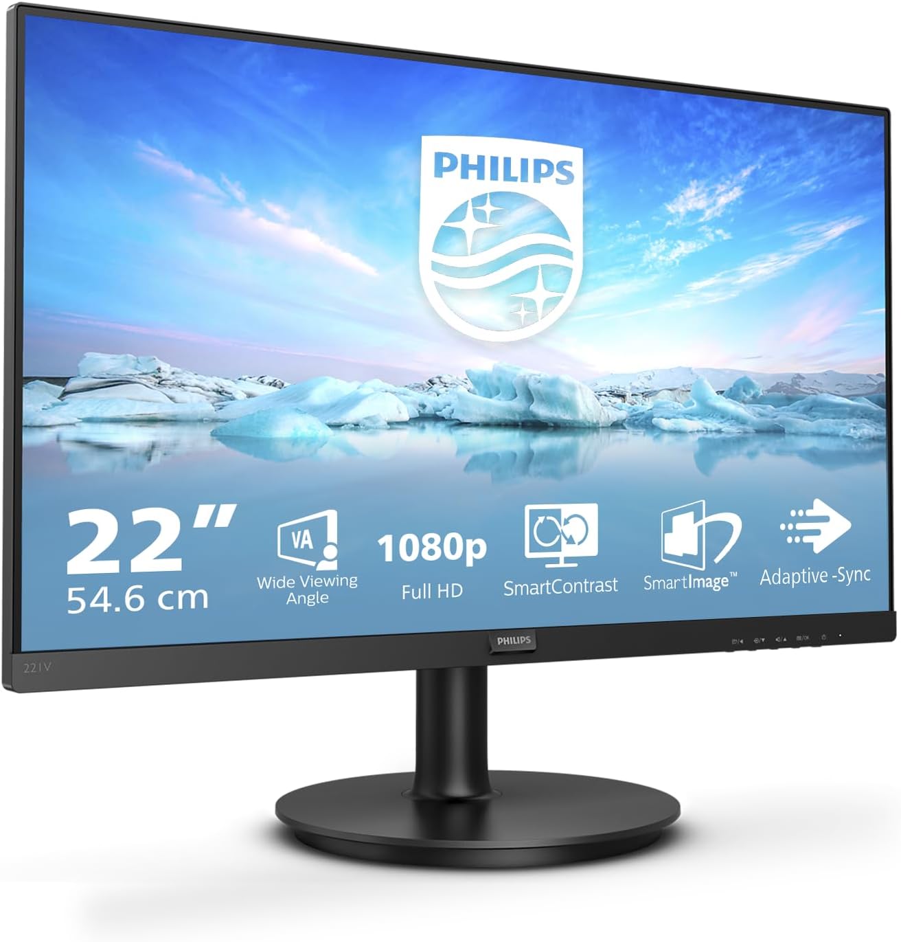 Philips Monitor 22" LED Full HD VGA HDMI 221V8/00 Computer PC 1080p