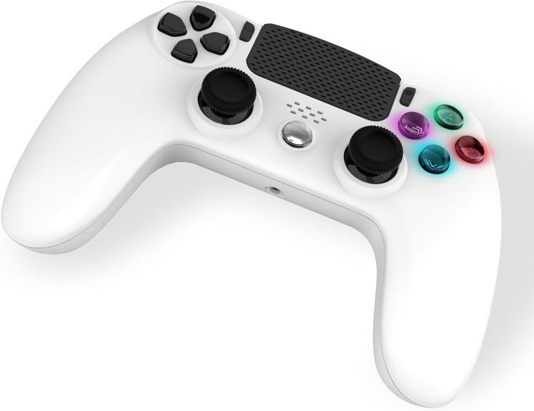Freaks Controller Wireless für PS4/PS3/PC/Android/iOS, beleuchtete Tasten, Weiß