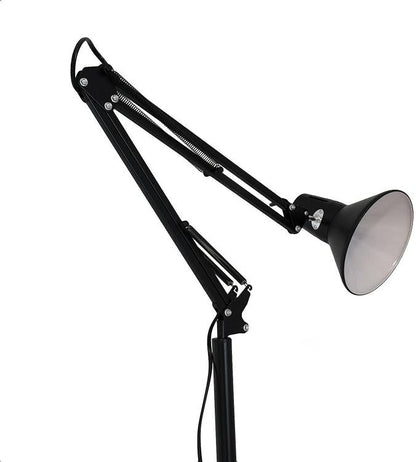 Stehlampe mit schwenkbarem Arm, Leselampe, Metall, Grau|D15A