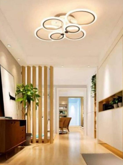 Lampadario Da Soffitto Led 6 Luci Cerchi Plafoniera Moderno Lampada Luce Calda