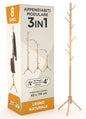 Natural wood coat rack, 8 hooks, modular, 174 cm