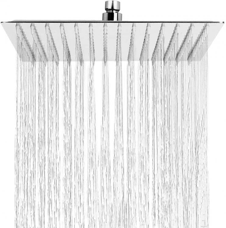 Duschkopf Edelstahl Ultra Slim Poliert Verchromt 15cm-Quadrat