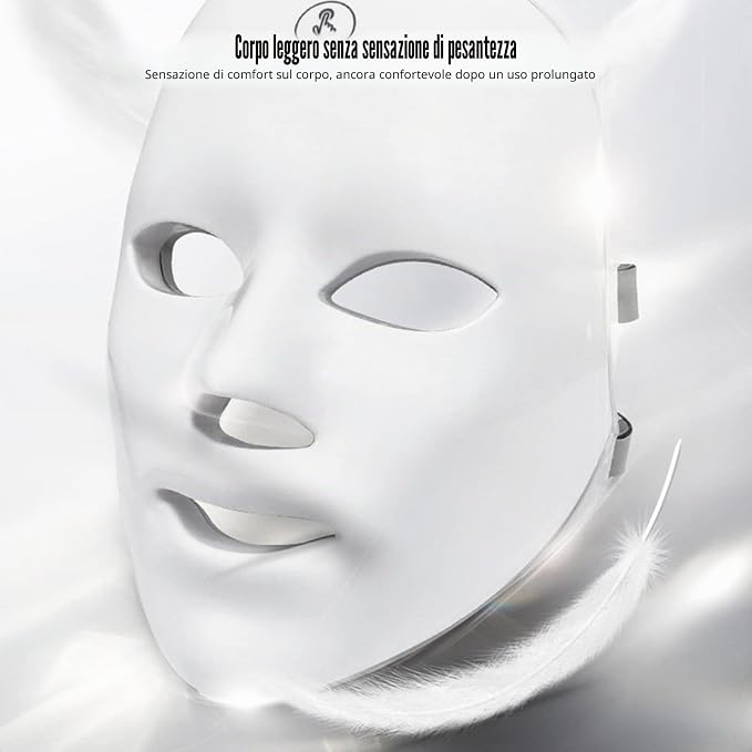 Lifting facial beauty-Maschera Facciale e per il Collo con LED a 7 Colori Senza Fili, Dispositivo di Bellezza per Ringiovanimento e Rassodamento della Pelle
