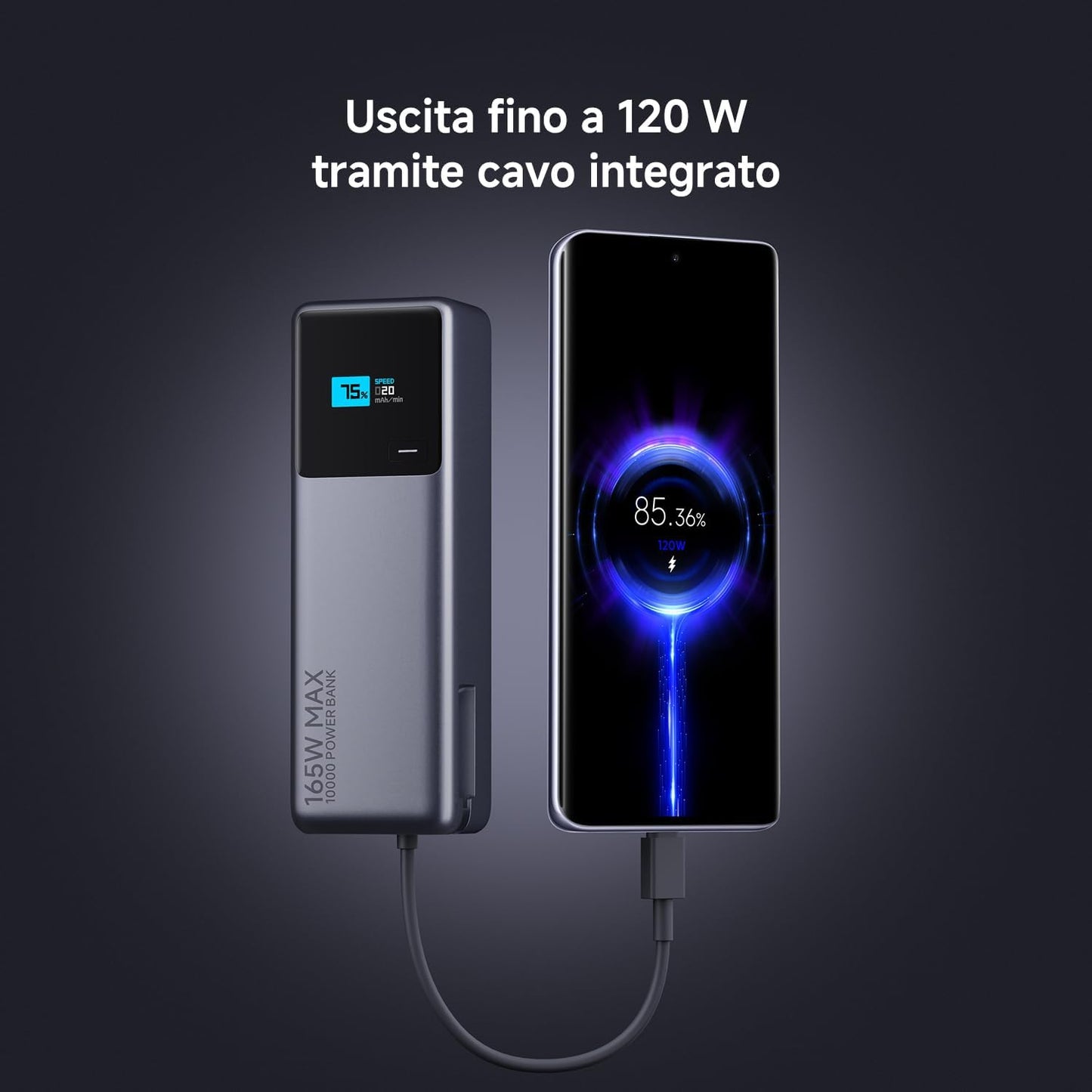 Xiaomi Mi Powerbank 22.5W 10000mAh Wireless Fast-Charge Display USB-C Schwarz-Blau