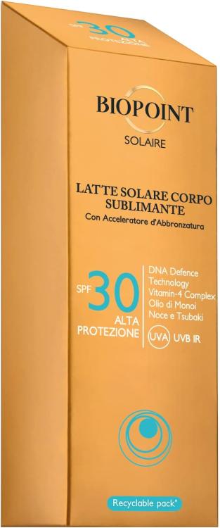 BIOPOINT - Sonnenschutzmilch für den Körper, sublimierend, hoher Schutz LSF30, Tube 200ml