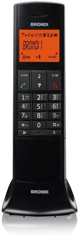 Brondi Lemur Schwarz Schnurloses Telefon mit Freisprecheinrichtung, Wecker und Touch-LED