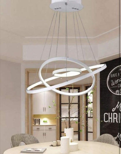 LED Hängeleuchte 48W Ringe Weiß Modern Wohnzimmer Warmweiß