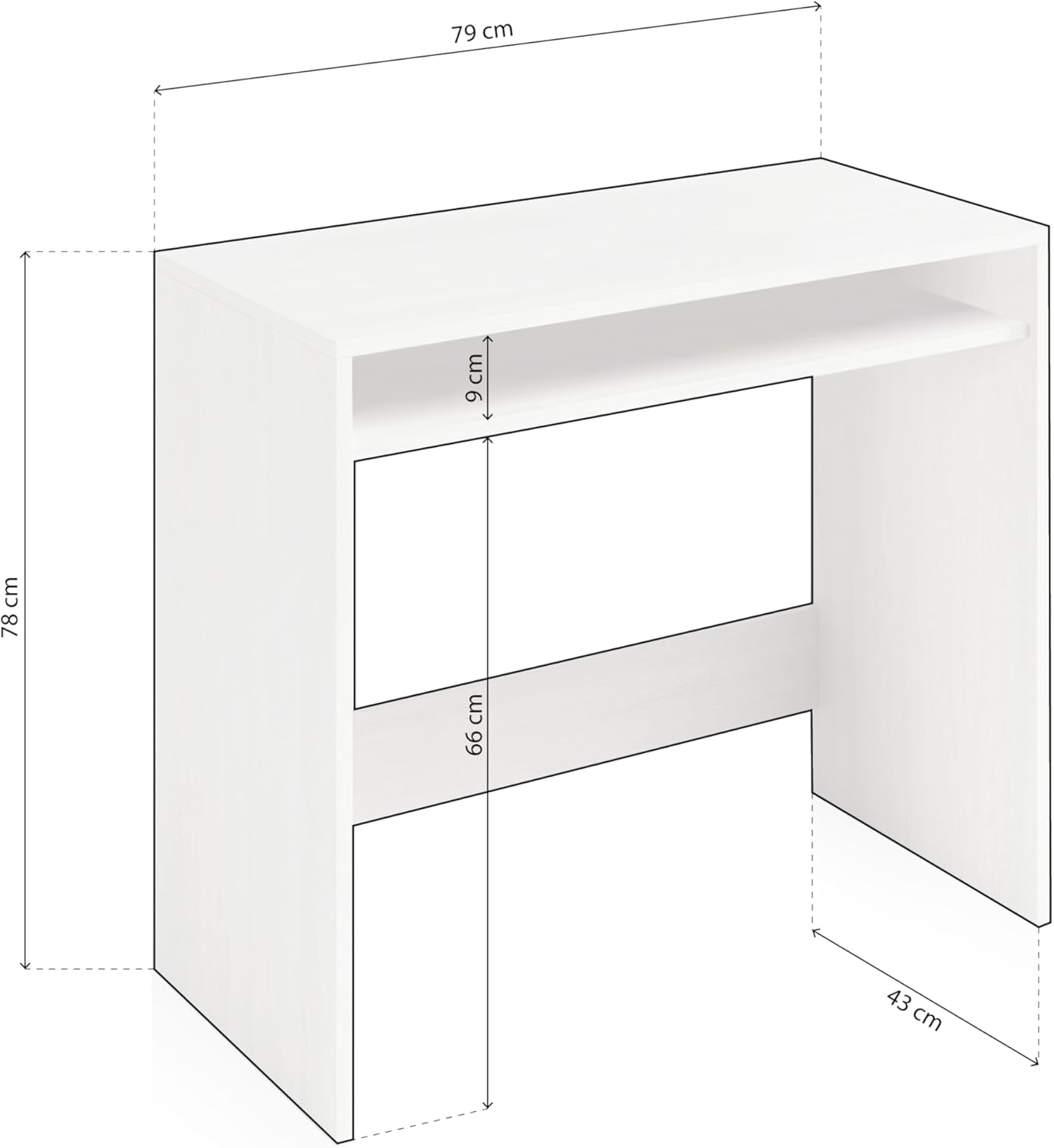 Scrittoio compatto bianco Alpes - 79x43x79 cm con ripiani moderni