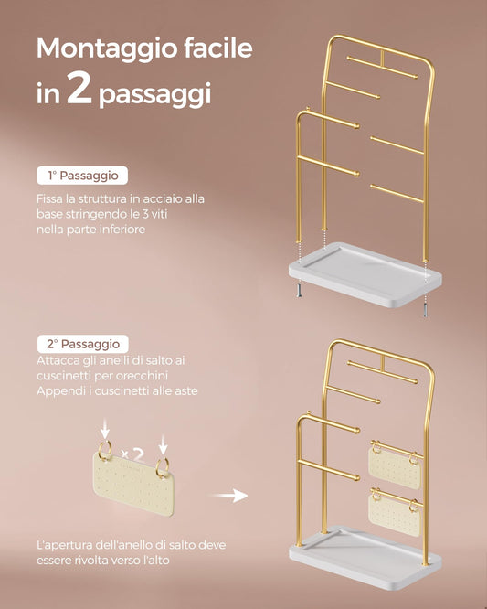 Portagioie espositore per gioielli, metallo, collane, orecchini e anelli