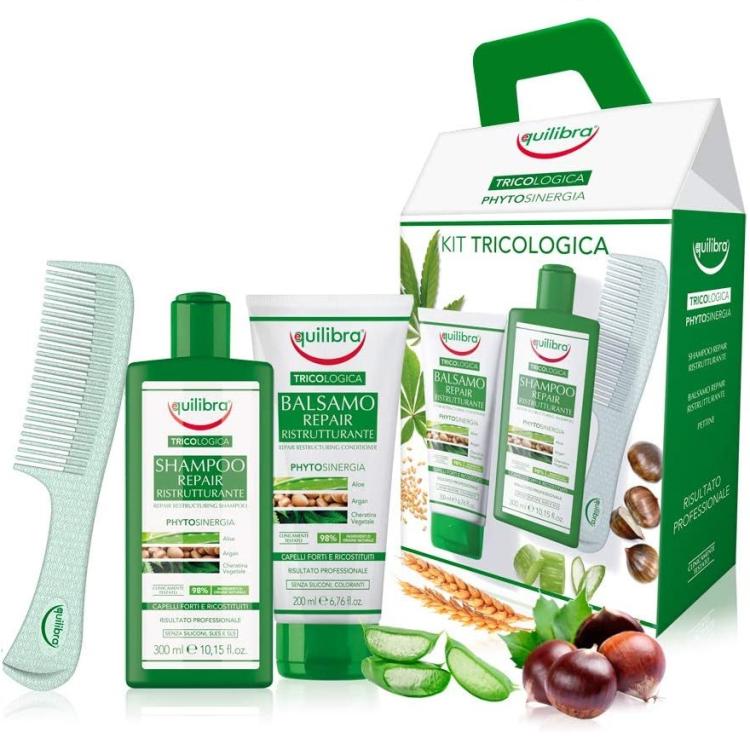 Equilibra Aufbaupflege Trichologisches Shampoo Spülung Kamm