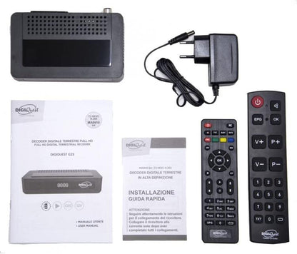 DIGIQUEST DIGITALER DVB-T2 DECODER G23 HDMI USB FHD DOPPELTE FERNBEDIENUNG