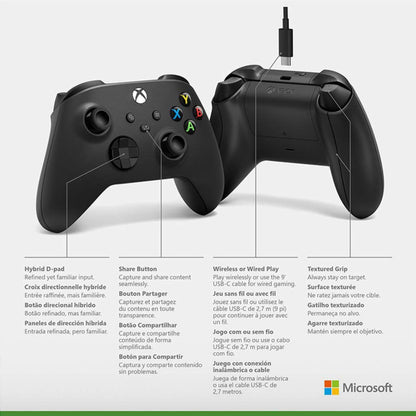 Microsoft Xbox Series X/S Controller Carbon Black Schwarz Wireless + USB-C-Kabel