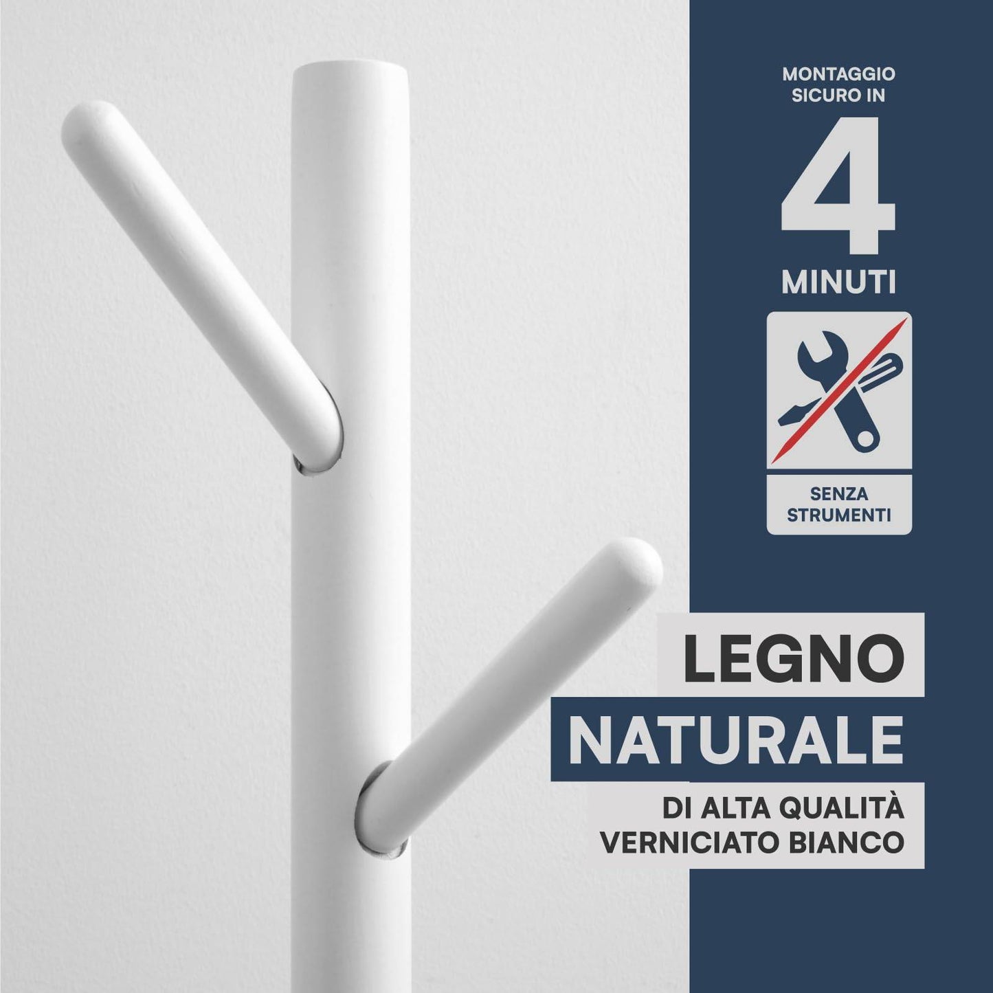Appendiabiti in legno naturale, 8 ganci, modulare, 174 cm