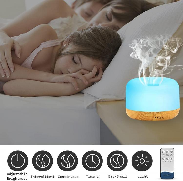 Duftöl-Diffusor Luftbefeuchter Aromatherapie 600ml LED-Lampe mit Fernbedienung