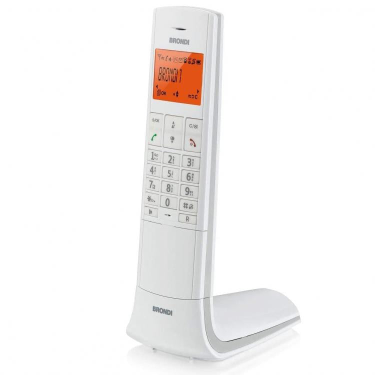 BRONDI LEMURE WEISS SCHNURLOSES TELEFON MOBIL MIT FREISPRECHFUNKTION WECKER LED TOUCH