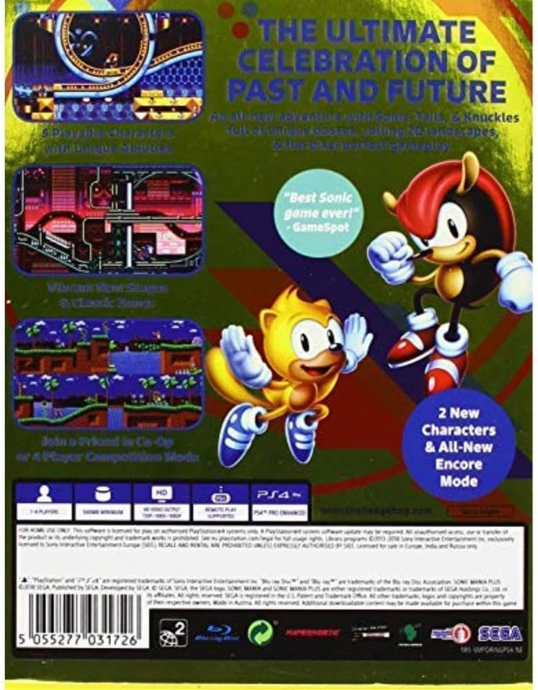 Sonic Mania Plus PS4 Spiel Playstation 4 Italienisch Videospiel Neu Versiegelt