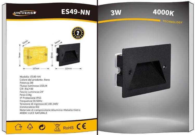 LED-Bodeneinbaustrahler IP65 3W Einbauleuchte für 503-Dose Treppe Garten 4000K/Schwarz