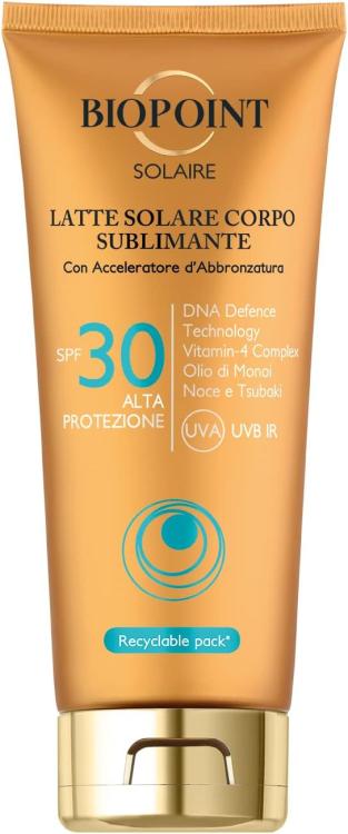 BIOPOINT - Sonnenschutzmilch für den Körper, sublimierend, hoher Schutz LSF30, Tube 200ml