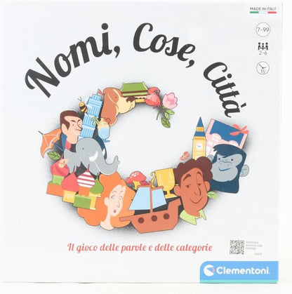 Clementoni - Namen, Dinge, Städte - Italienisches Brettspiel für Kinder ab 7 Jahren