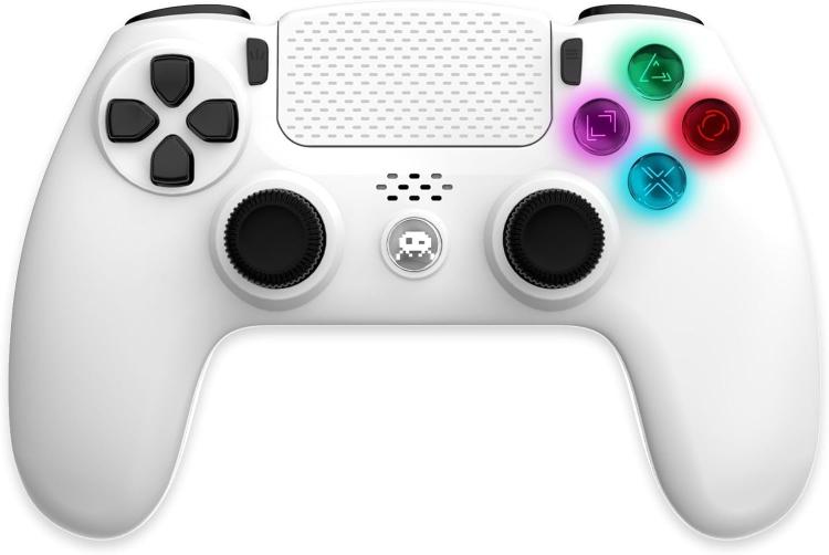 Freaks Controller Wireless für PS4/PS3/PC/Android/iOS, beleuchtete Tasten, Weiß