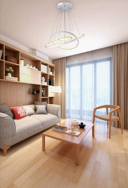 LED Hängeleuchte 48W Ringe Weiß Modern Wohnzimmer Warmweiß