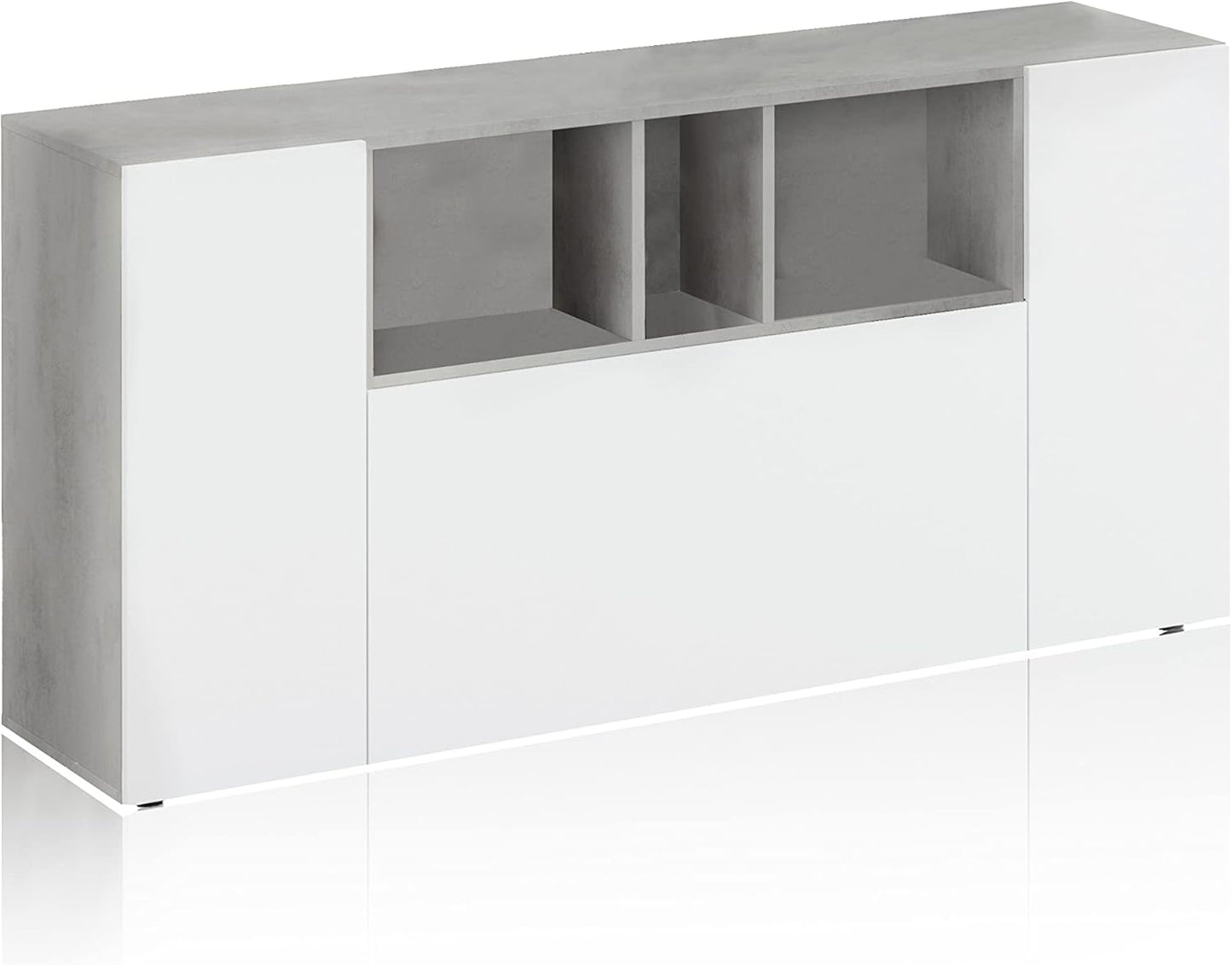 Credenza moderna Royla bianca e cemento – Stile nordico 150 cm