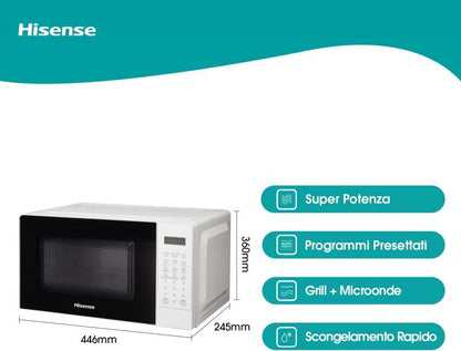 Hisense Mikrowelle + Digitalgrill 20L 1100+700W Weiß H20Mows3G LED